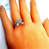 18Kt Solid White Gold Butterfly Diamond Ring