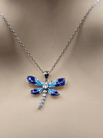 Sterling Silver Butterfly Enamel Design with Cubic Zircnioa