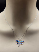 Sterling Silver Butterfly Enamel Design with Cubic Zircnioa