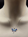 Sterling Silver Butterfly Enamel Design with Cubic Zircnioa