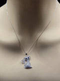 Sterling Silver Cat Design Necklace with Cubic Zirconia