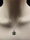 Sterling Silver Tortoise Design with Natural Diamonds and Peridot