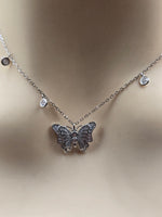 Sterling Silver Butterfly Design Necklace with Cubic Zirconia