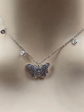 Sterling Silver Butterfly Design Necklace with Cubic Zirconia