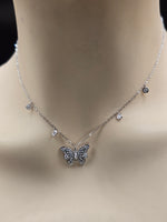 Sterling Silver Butterfly Design Necklace with Cubic Zirconia