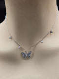 Sterling Silver Butterfly Design Necklace with Cubic Zirconia