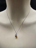 Sterling Silver Necklace with Natural Diamonds and Citrine