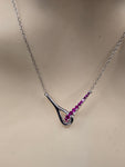 Sterling Silver Necklace with Natural Rubies