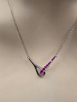 Sterling Silver Necklace with Natural Rubies