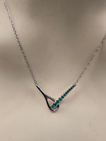 Sterling Silver Necklace with Natural Emeralds