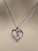 Sterling Silver Heart Design Necklace with Natural Diamonds