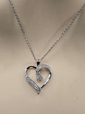Sterling Silver Heart Design Necklace with Natural Diamonds