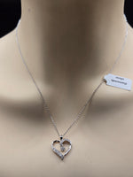 Sterling Silver Heart Design Necklace with Natural Diamonds