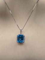 Sterling Silver Necklace with Natural Zirconia and Blue Topaz