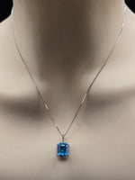 Sterling Silver Necklace with Natural Zirconia and Blue Topaz