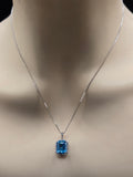 Sterling Silver Necklace with Natural Zirconia and Blue Topaz