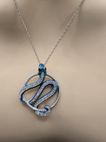 Sterling Silver Snake Design Necklace with Natural Diamonds