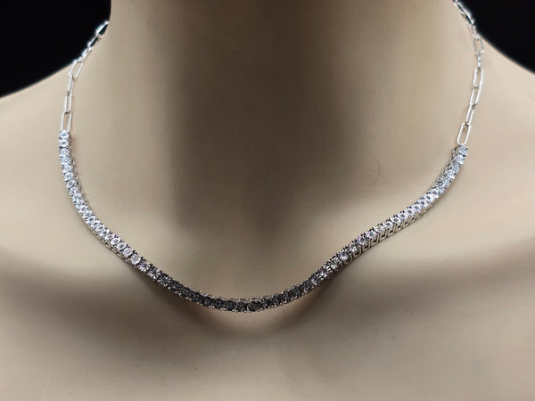 Sterling Silver Necklace with Natural Diamonds