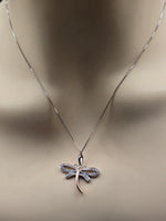 Sterling Silver Butterfly Design Necklace with Rose Gold & Natural Diamonds 💎