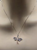 Sterling Silver Butterfly Design Necklace with Rose Gold & Natural Diamonds 💎