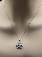 Sterling Silver Frog Design Necklace with Natural Diamonds
