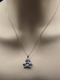 Sterling Silver Frog Design Necklace with Natural Diamonds