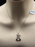 Sterling Silver Bear Design Necklace with Natural Diamonds