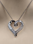 Sterling Silver Heart Design Necklace with Natural Diamonds