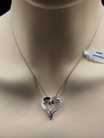 Sterling Silver Heart Design Necklace with Natural Diamonds