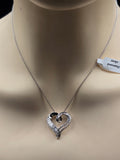 Sterling Silver Heart Design Necklace with Natural Diamonds