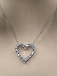 Sterling Silver Heart Design Necklace with Natural Diamonds