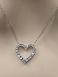 Sterling Silver Heart Design Necklace with Natural Diamonds