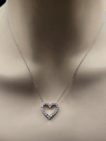 Sterling Silver Heart Design Necklace with Natural Diamonds