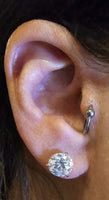 Moissanite Studs 8 mm 2 Carats Each with Martini Setting in Solid 14k Gold