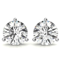 Moissanite Studs 8 mm 2 Carats Each with Martini Setting in Solid 14k Gold