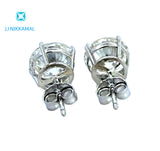 Moissanite Studs 8 mm 2 Carats Each with Four Prong Setting in Solid 14k White & Yellow Gold