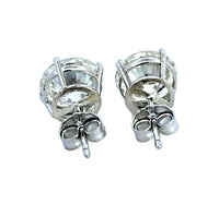 Moissanite Studs 8 mm 2 Carats Each with Four Prong Setting in Solid 14k White & Yellow Gold