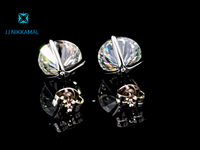 Moissanite Studs 8 mm 2 Carats Each with Martini Setting in Solid 14k Gold