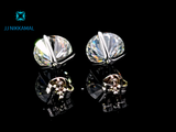 Moissanite Studs 8 mm 2 Carats Each with Martini Setting in Solid 14k Gold