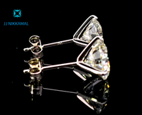 Moissanite Studs 8 mm 2 Carats Each with Martini Setting in Solid 14k Gold