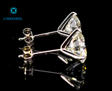 Moissanite Studs 8 mm 2 Carats Each with Martini Setting in Solid 14k Gold