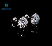 Moissanite Studs 8 mm 2 Carats Each with Martini Setting in Solid 14k Gold