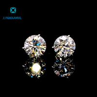 Moissanite Studs 8 mm 2 Carats Each with Martini Setting in Solid 14k Gold