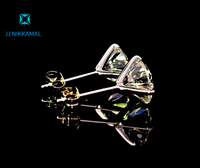 Moissanite Studs 8 mm 2 Carats Each with Martini Setting in Solid 14k Gold
