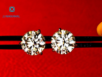 Moissanite Studs 8 mm 2 Carats Each with Martini Setting in Solid 14k Gold