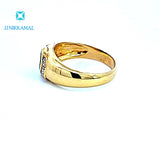 Made in Thailand Certified Natural Emerald and Diamond Ring in Solid 18Kt Gold