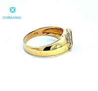 Made in Thailand Certified Natural Emerald and Diamond Ring in Solid 18Kt Gold