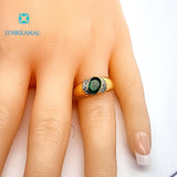 Made in Thailand Certified Natural Emerald and Diamond Ring in Solid 18Kt Gold