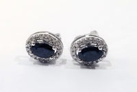 Diamond Studs with Natural Sapphire in Solid 14Kt Yellow Gold