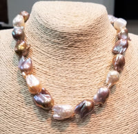 Big Fresh Water Naturally Color Baroque Pearls Strand with 14Kt Solid Gold Clasp